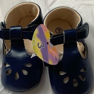 Navy Toddler Mary Jane Shoes with Cutout Design - Unbranded